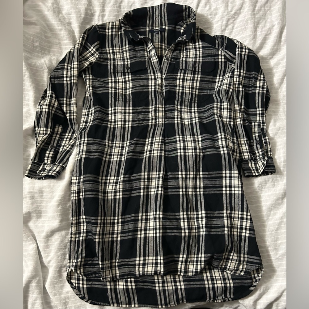 Madewell Flannel Daywalk Shirtdress Black & White Glendale Plaid Women’s Small S